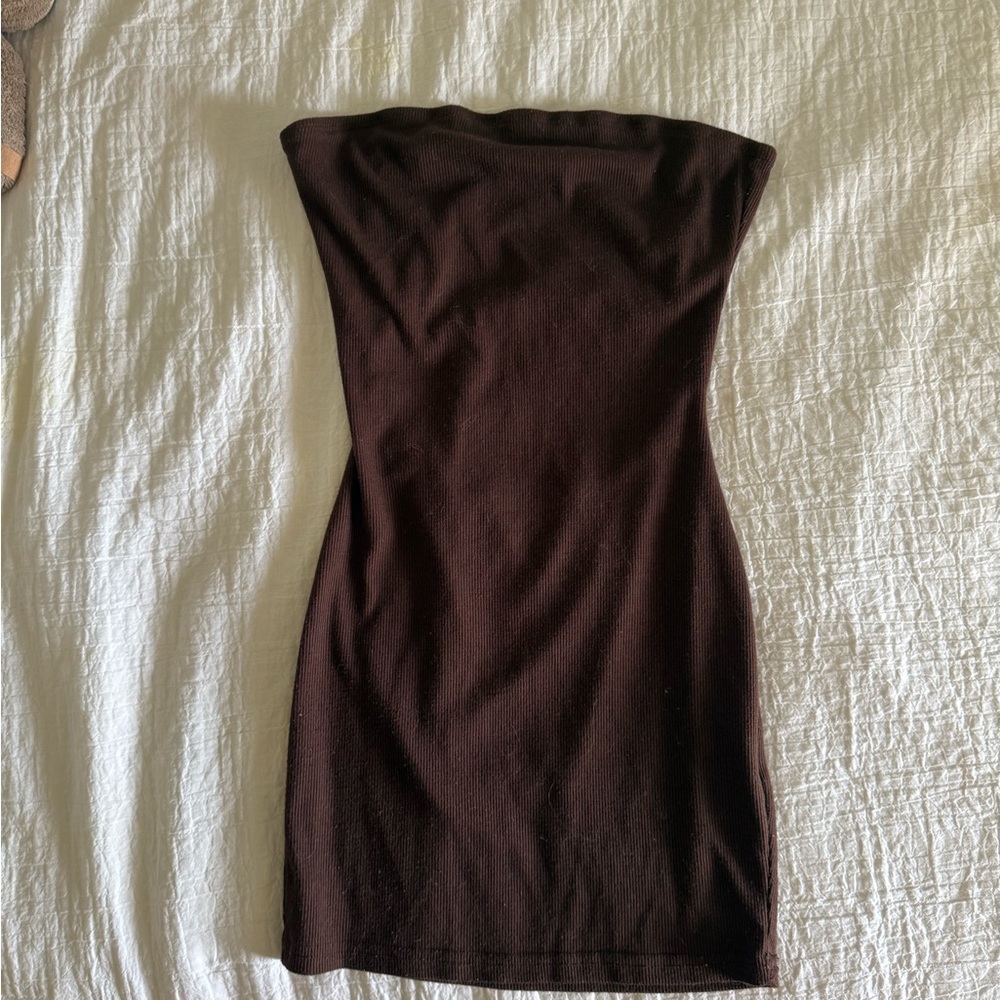 Brown Strapless Tube Dress